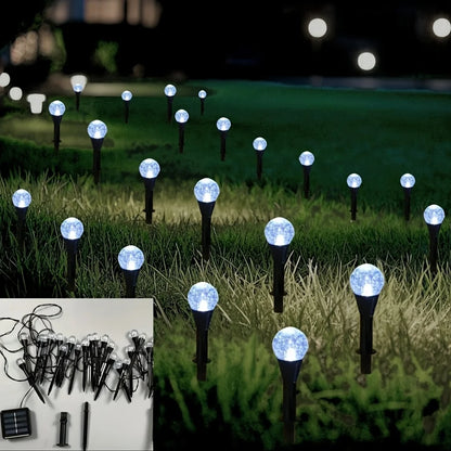 Outdoor Solar LED Bubble Ball Lights Automatic Nighttime Opening 30 Warm White Bulbs