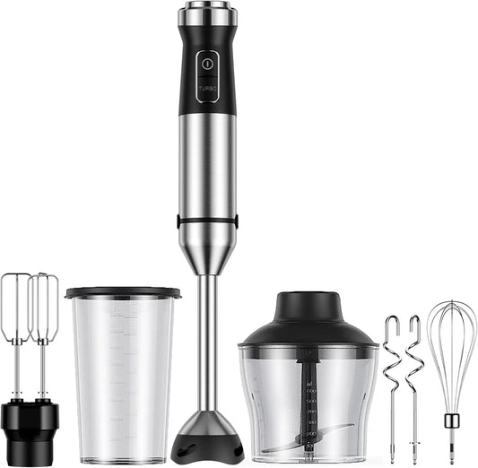 6-in-1 Immersion Blender 1000W Hand Blender 20 Speeds Scratch-Resistant Stick Mixer with Whisk & Chopper