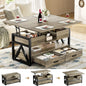 40" Farmhouse Multi-Function 4 in 1 Lift Coffee Table w/ Storage Drawers and Hidden Compartment