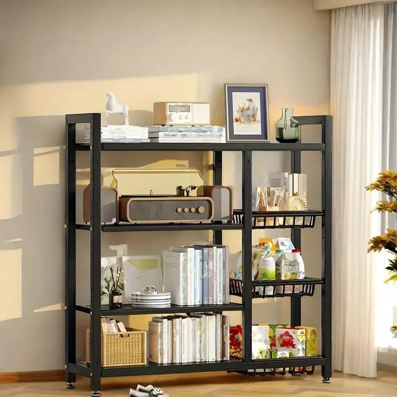 Multi-functional Black Metal Removable Cabinet Storage Rack 4 layers Multi-Layer Vegetable Fruit Storage Rack