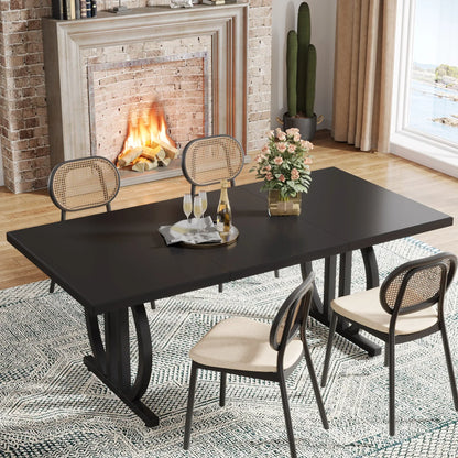 Modern Industrial Large Dining Table 63-Inch Heavy Duty Metal Frame 63"
