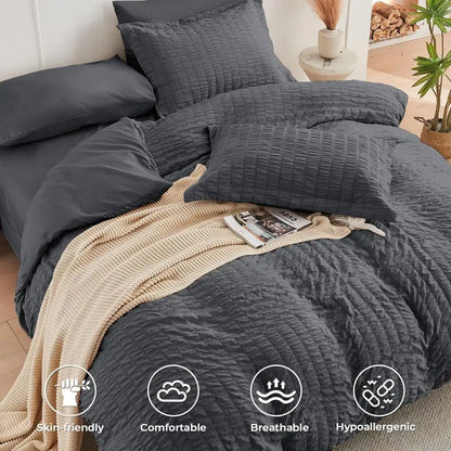 Seersucker Queen Bedding Comforter Set 7 Pieces