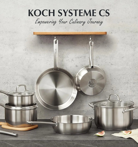 KOCH SYSTEME CS Stainless Steel Pots Pans Cookware Set Induction Ready Oven Safe to 450°F 10 Piece