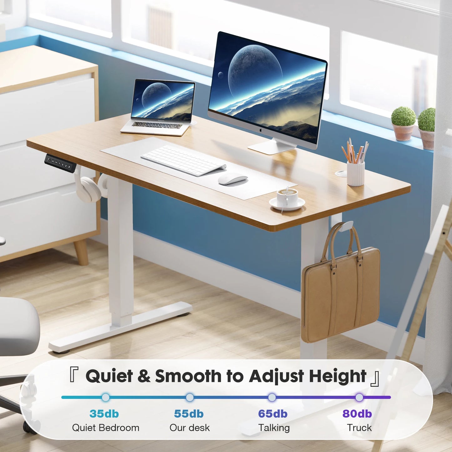 JHK Electric Ergonomic Adjustable Height Standing Desk Stand Up Sit Stand Computer Workstation 40x24"