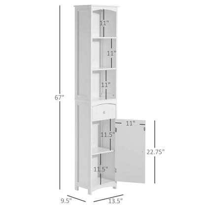 3-Tier Bathroom Storage Cabinet with Shelves and Drawer