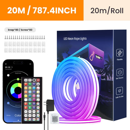 Flexible Neon LED Rope Lights Flexible With Remote and APP Control RGB Lighting Strip