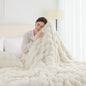 Faux Rabbit Fleece Throw Blanket for Bedroom Living Room