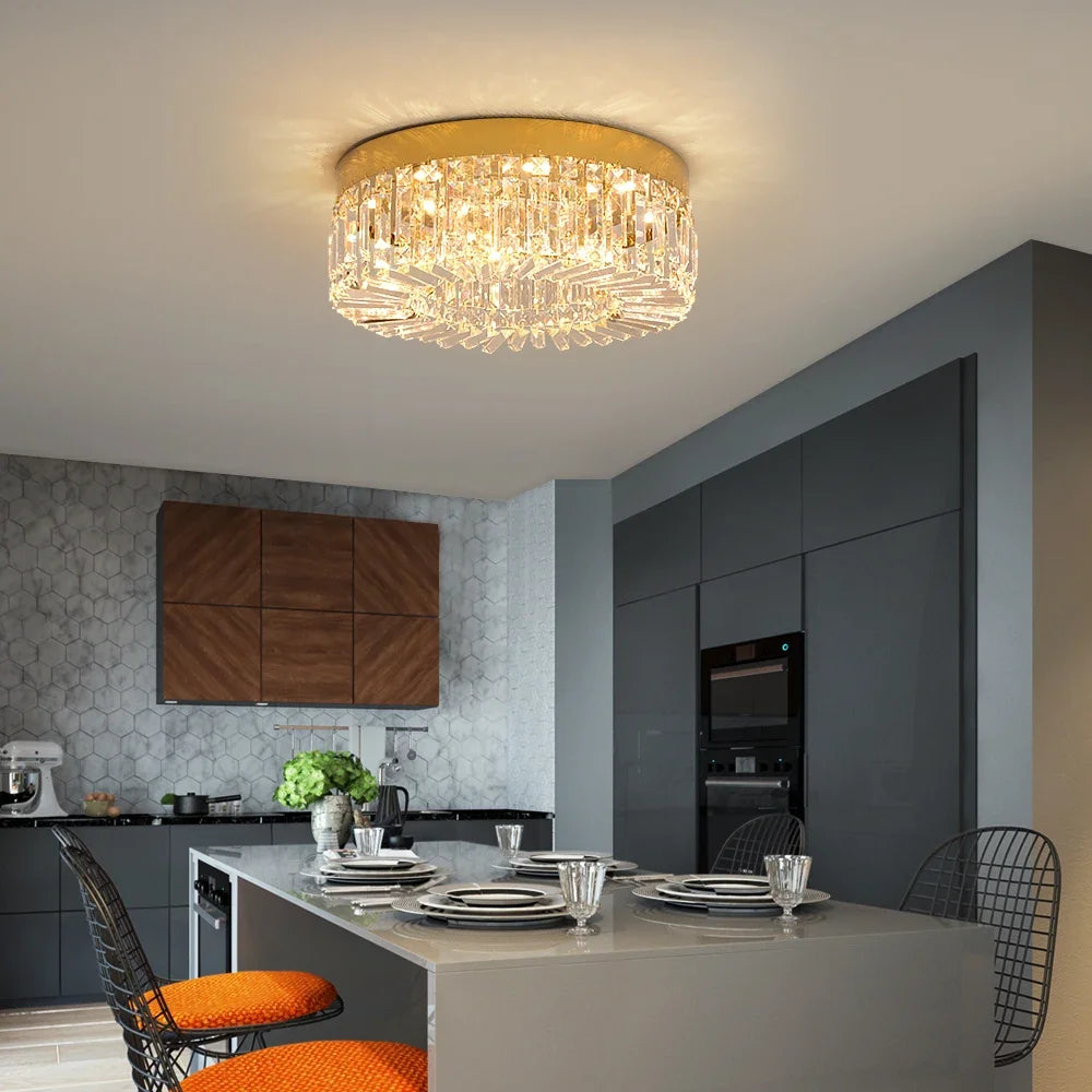 Gold Luxury Crystal Chandelier Ceiling LED Lights 40 50cm Diameter