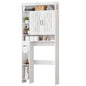 Over The Toilet Farmhouse Bathroom Storage Cabinet with 6 Shelves 2 Barn Door