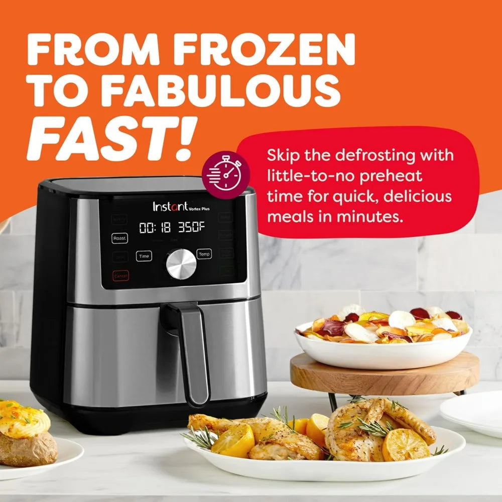 Instant Pot Vortex Plus XL Air Fryer 6QT, 6-in-1 Broils Dehydrates Crisps Quick Easy Meals 100+ In-App Recipes Dishwasher Safe