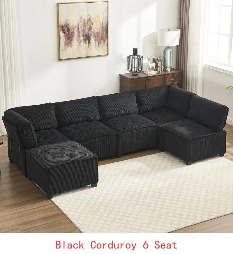 Modular Sectional Sofa U-Shaped Couch with Reversible Chaise 6-Seat Convertible Design