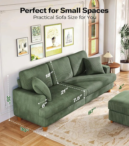 87in Corduroy Kidirect Sofa No Tool Assembly 21in Deeper Seats