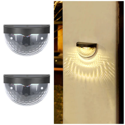 Solar 6 LED Outdoor Waterproof Wall Lamp Lights Warm White for Yard Garage Porch Fence Driveway Railing 2Pcs