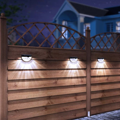 Solar 6 LED Outdoor Waterproof Wall Lamp Lights Warm White for Yard Garage Porch Fence Driveway Railing 2Pcs