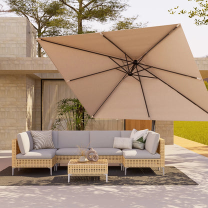 Outdoor Aluminum Cantilever Rectangle Offset Umbrella with Base 10x13 Ft