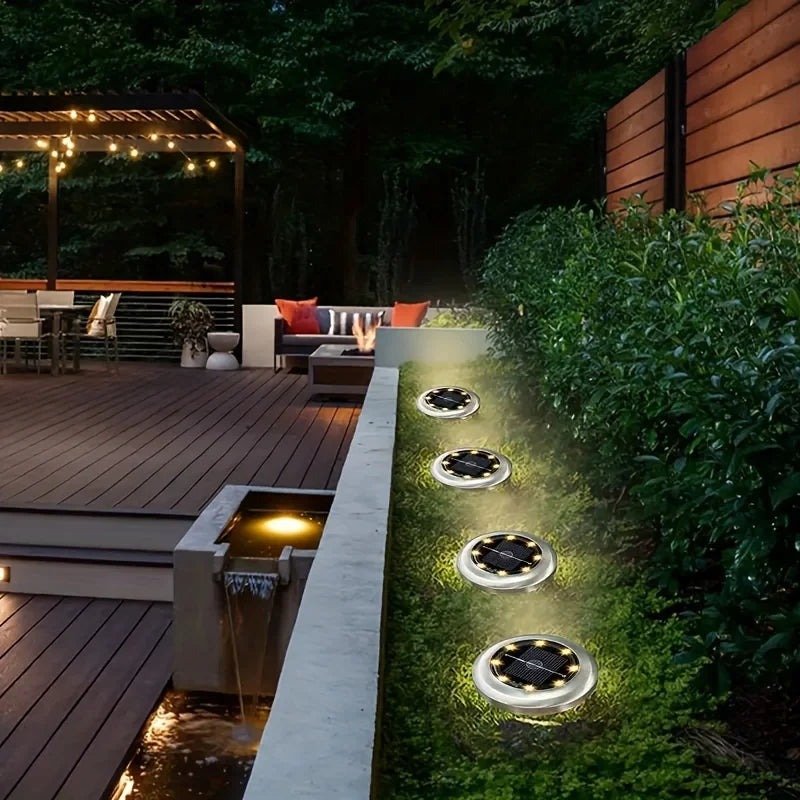 Mini Solar Powered Outdoor Waterproof Ground Lights 8 Pack