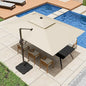 360° Rotation Heavy Duty Cantilever Patio Umbrella Double Layer Offset Design Large Rectangle 9x12 Ft