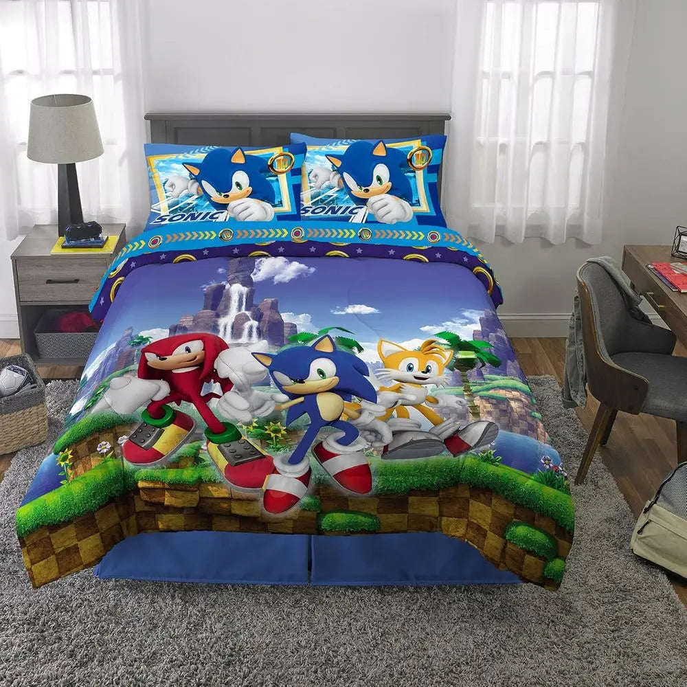 Sonic The Hedgehog Super Soft Bedding Set Full Size 5 Pieces