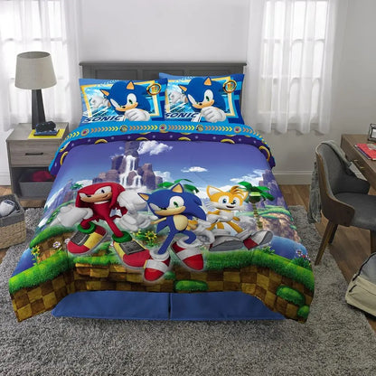 Sonic The Hedgehog Super Soft Bedding Set Full Size 5 Pieces