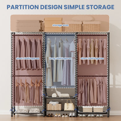Portable Freestanding Heavy Duty Hanging Wardrobe Storage Organizer