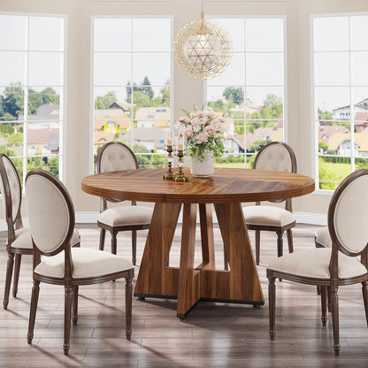 Small Round Farmhouse Dining Table 47" Seats 4