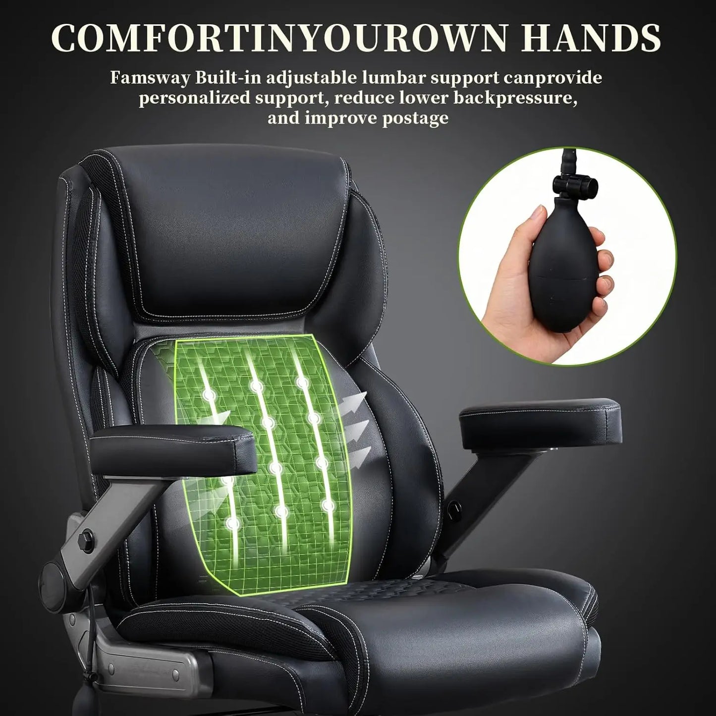 Executive Big and Tall Office Chair with 5D Flip Armrests Adjustable 700lbs Capacity