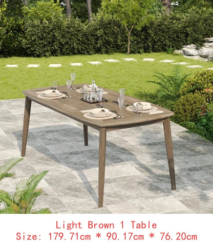 Acacia Outdoor Dining Set 70.75" Table & 6 Chairs w/ Cushions 7-Piece