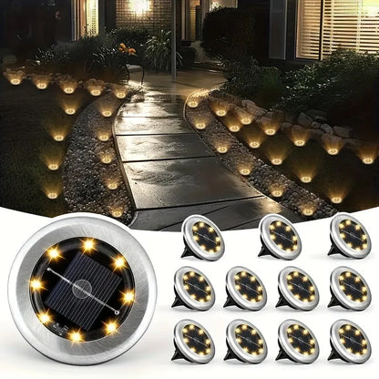 Mini Solar Powered Outdoor Waterproof Ground Lights 8 Pack