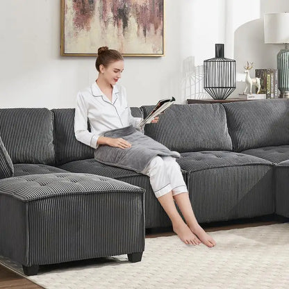 Modular Sectional Sofa U-Shaped Couch with Reversible Chaise 6-Seat Convertible Design