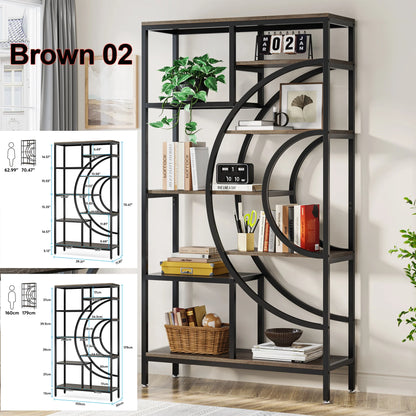 Tribesigns Industrial 5 Tier Freestanding Etagere Bookcase Bookshelf Display Storage Organizer
