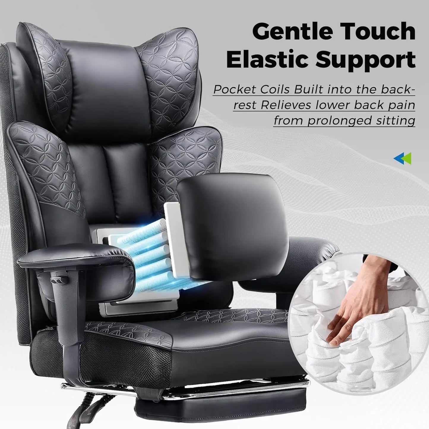Ergonomic Reclining Office Chair with Footrest Adjustable Armrests 400LBS Capacity