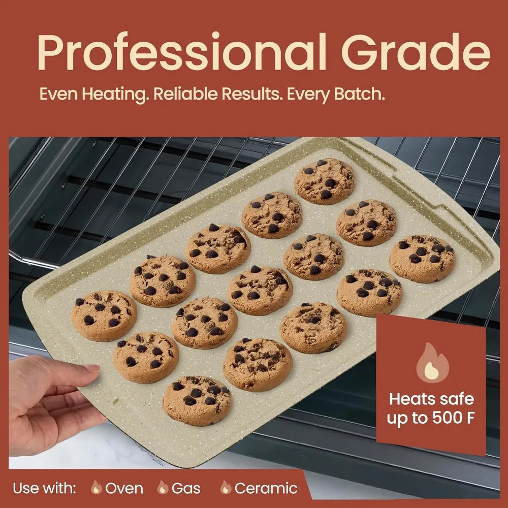 6-Piece Stackable Bakeware Set - Non-Stick Carbon Steel Baking Pans for Professional & Home Cooking