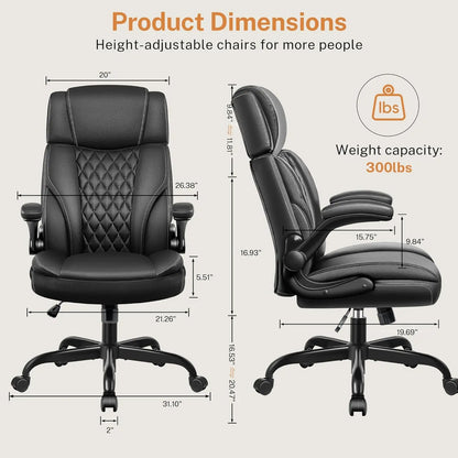 Executive Office Ergonomic Desk Chair Lumbar Support Adjustable Flip Up Arms