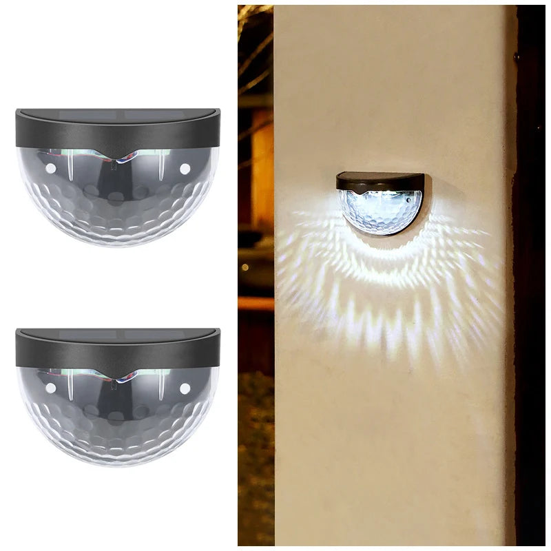 Solar 6 LED Outdoor Waterproof Wall Lamp Lights Warm White for Yard Garage Porch Fence Driveway Railing 2Pcs
