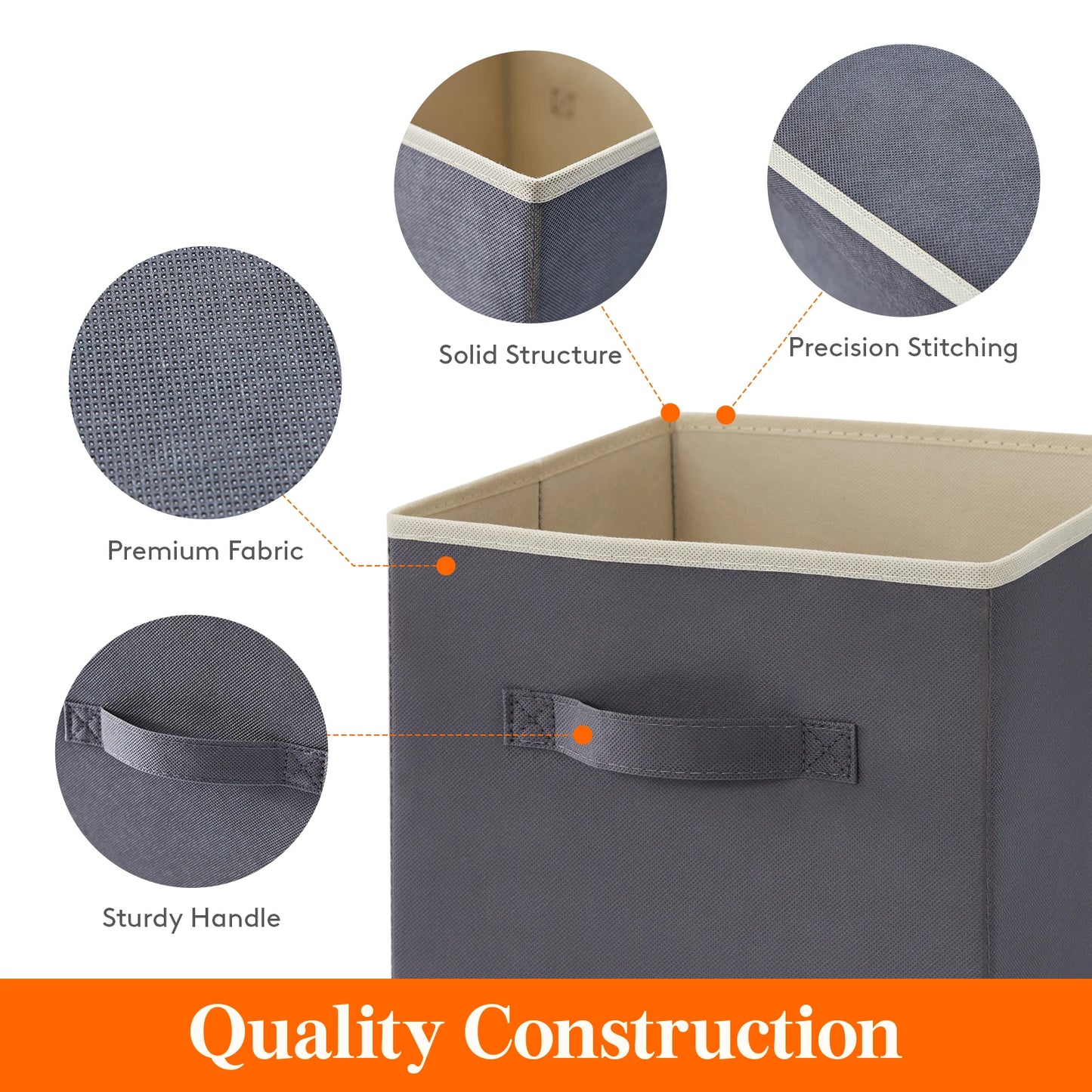 11/13 Inch Foldable Fabric Cube Storage Bins with Handles for Shelves Closet Home Organization 8 Pack