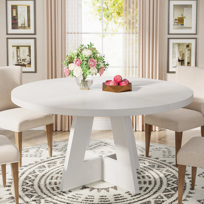 Small Round Farmhouse Dining Table 47" Seats 4