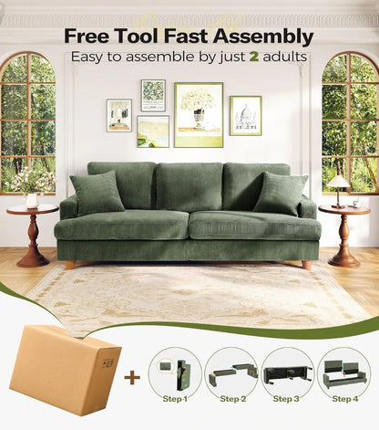 87in Corduroy Kidirect Sofa No Tool Assembly 21in Deeper Seats