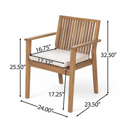 Acacia Outdoor Dining Set 70.75" Table & 6 Chairs w/ Cushions 7-Piece