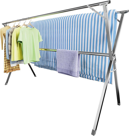 Adjustable Garment Drying Rack Heavy Duty Stainless Steel Indoor Outdoor Drying