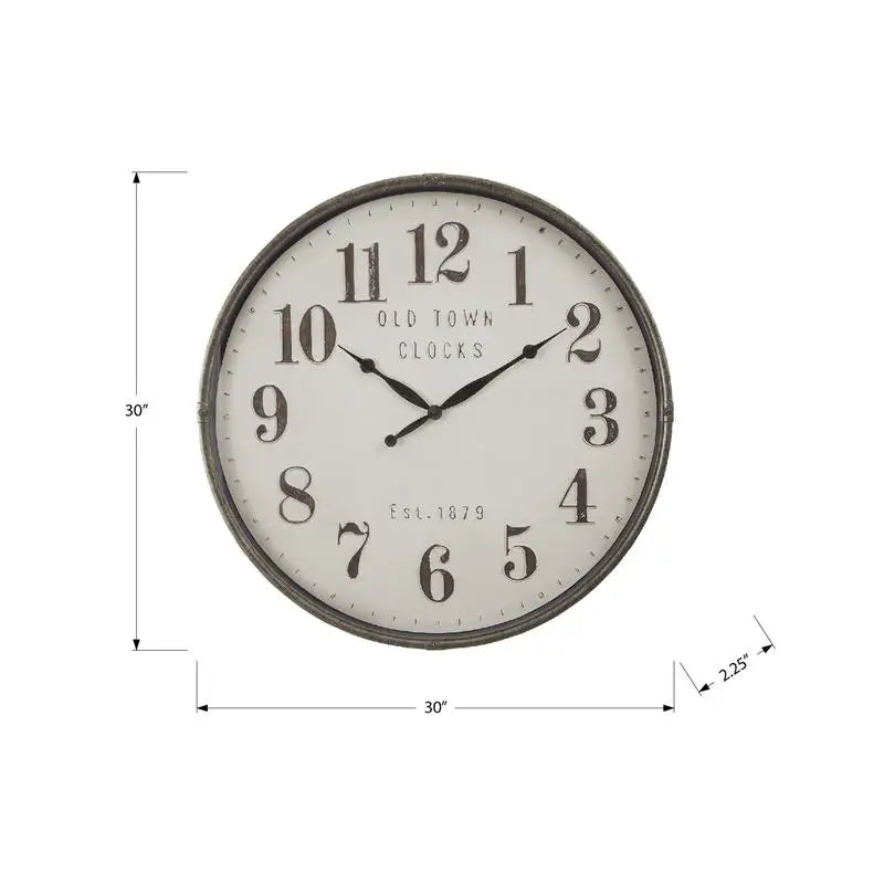 Oversized Round Wall Clock Brown Transitional Design