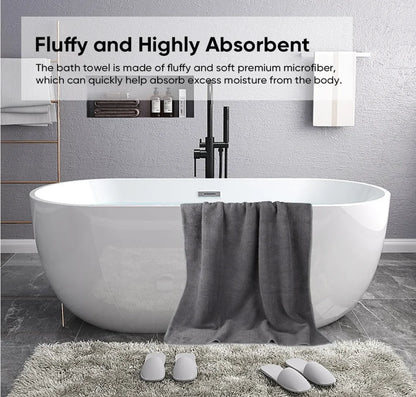 Ultra Soft Microfiber Highly Absorbent Bath Towels Lightweight Quick Drying 27x54" 2 Pack