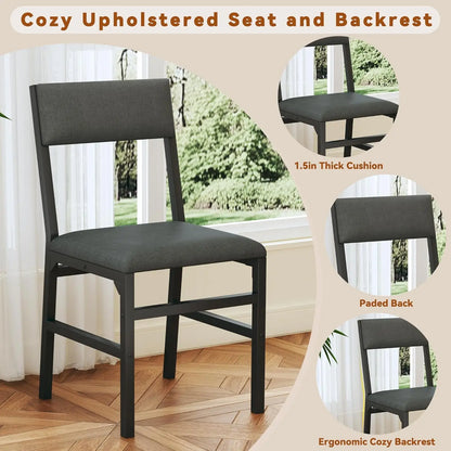 Round Space Saving Dining Table Set 6 Chairs Wood Base 47"