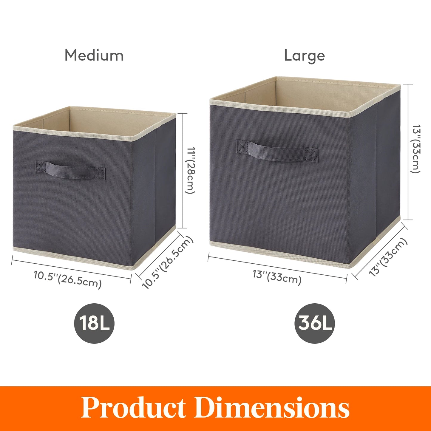 11/13 Inch Foldable Fabric Cube Storage Bins with Handles for Shelves Closet Home Organization 8 Pack