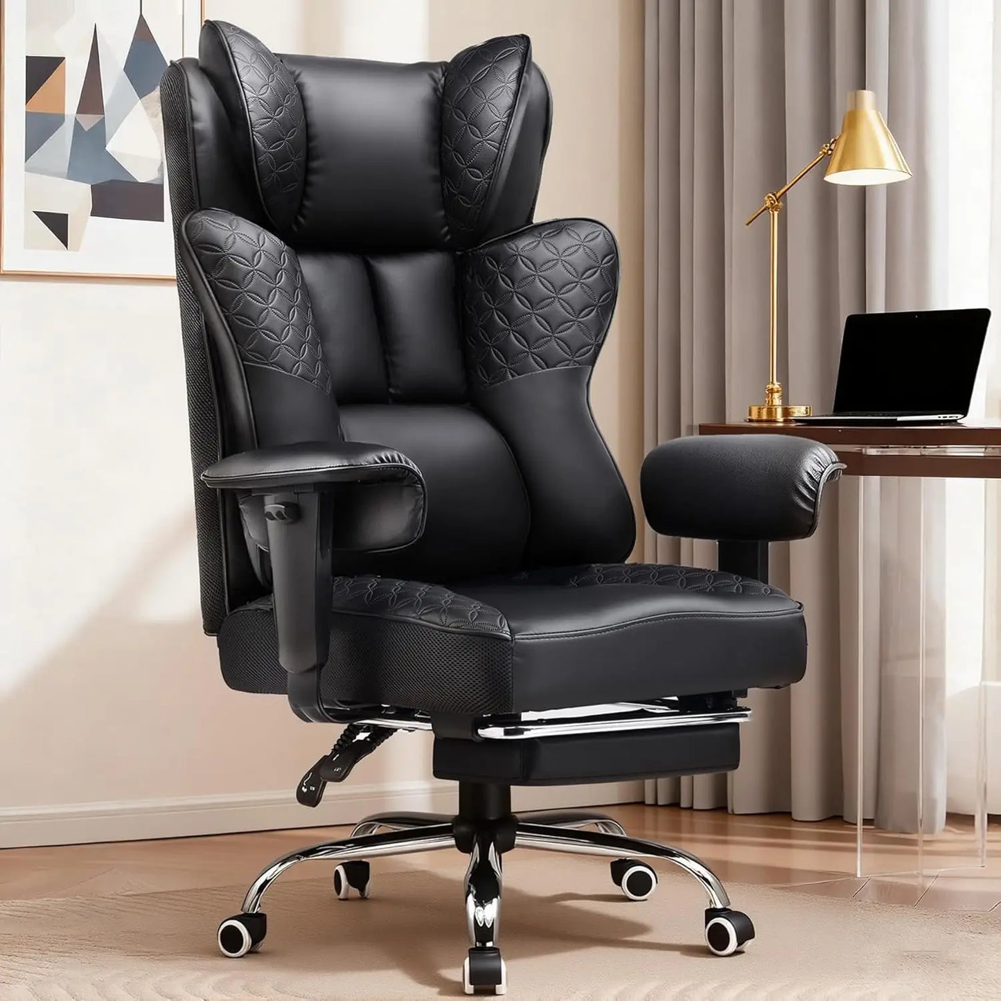 Ergonomic Reclining Office Chair with Footrest Adjustable Armrests 400LBS Capacity