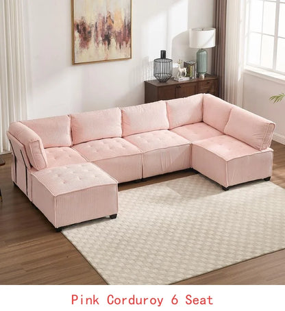 Modular Sectional Sofa U-Shaped Couch with Reversible Chaise 6-Seat Convertible Design