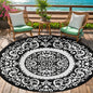 Round Outdoor Reversible Lightweight Plastic Straw Patio Rug 8Ft