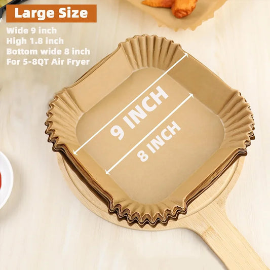 Pre-Cut Parchment Non-Stick Air Fryer Paper Liners Easy Clean Up 50 Pcs 20cm