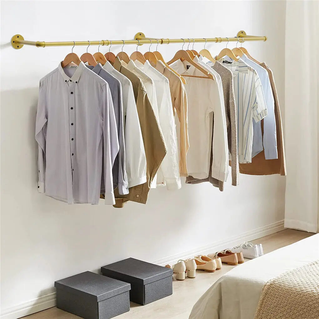 Wall Mounted Industrial Garment Hanging Rod Closet Storage 70.8 Inch