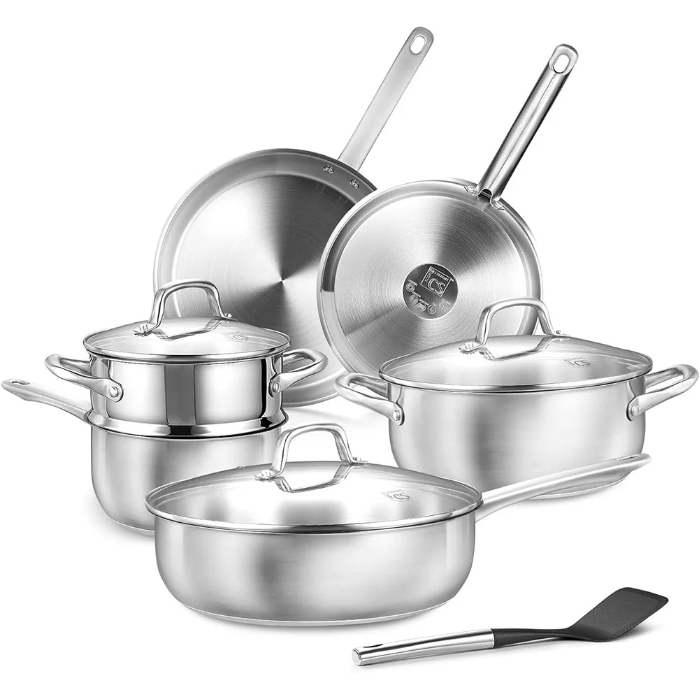 CS Professional Grade Stainless Steel Cookware Set 10 Piece