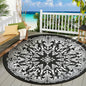 Round Outdoor Reversible Lightweight Plastic Straw Patio Rug 8Ft